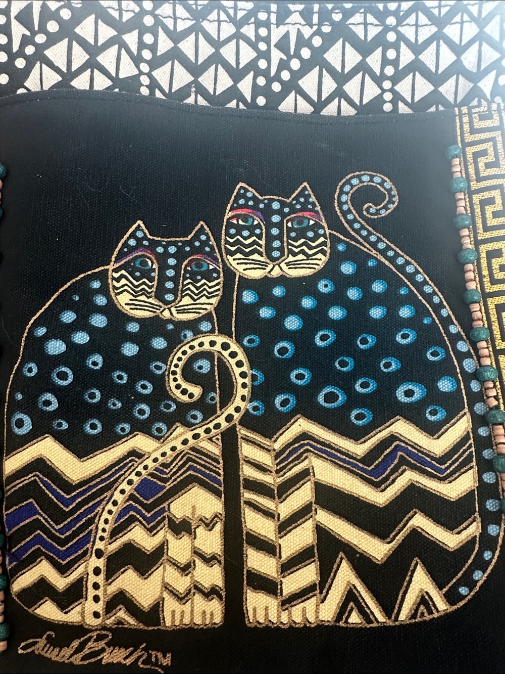 Laurel Burch Black and Blue Cats Crossbody Bag